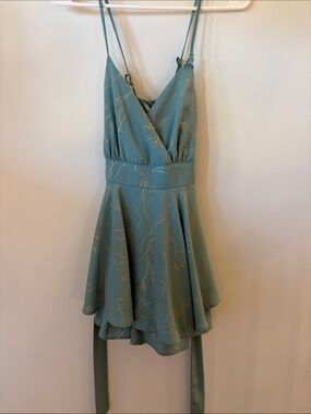 Allison and Kelly Sleeveless Teal Floral-Print Wrap Dress